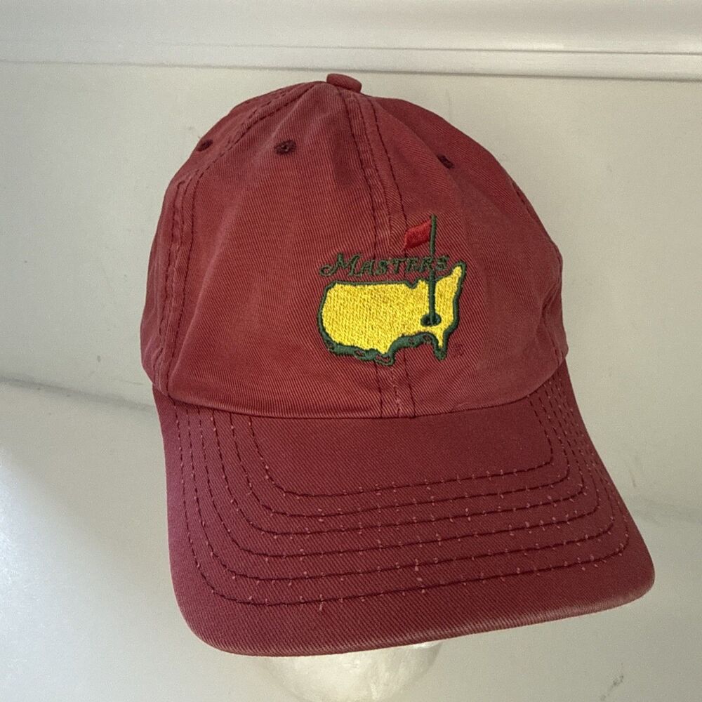 Masters Golf Hat Cap Strap Back Mens One Size Red PGA Golf American Needle Dad